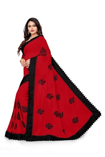 4 Red Fancy Sarees