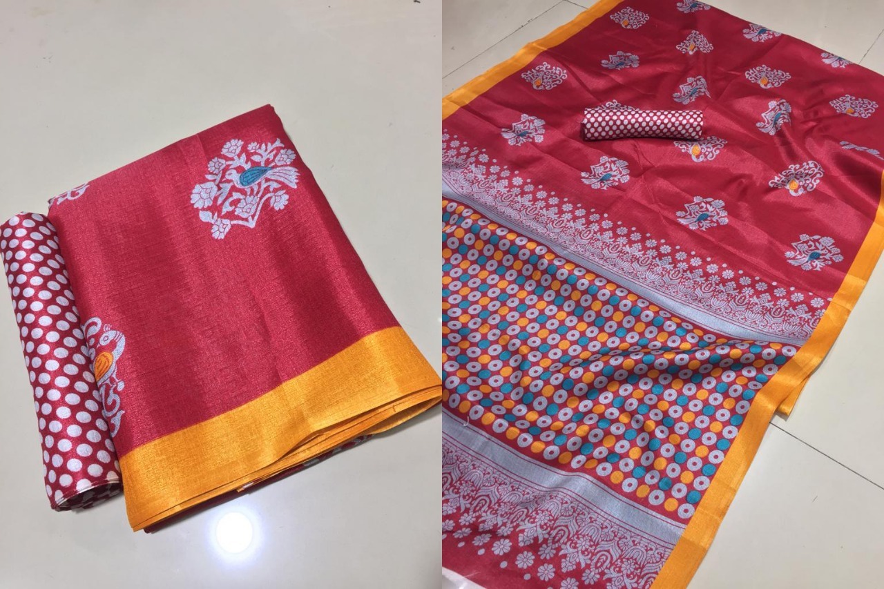 Bhagalpuri Printed Saree With Fancy Blouse - Silk Material, 5.5 Mtr Length, Multi Color, Printed Design For All Seasons