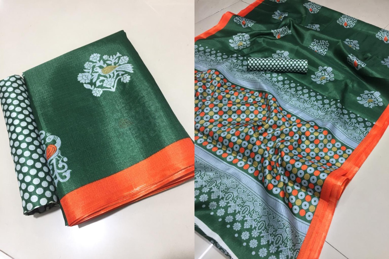 Bhagalpuri Printed Saree With Fancy Blouse - Silk Material, 5.5 Mtr Length, Multi Color, Printed Design For All Seasons