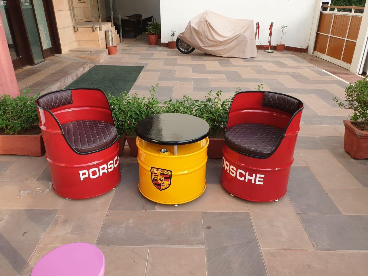 Handmade Antique Drum Dining Table Set