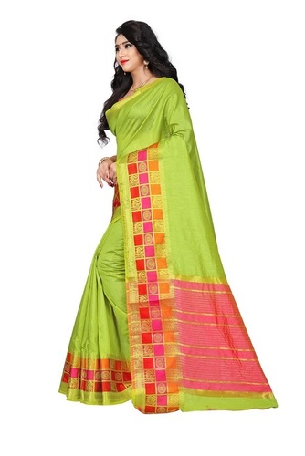 Banarasi Silk Saree - 6.30 Meter Length, Zari Work, Set of 4 Colors: Pink, Light Green, Mustard Yellow, Peach | Art Silk, Printed Pattern, Ideal for All Seasons