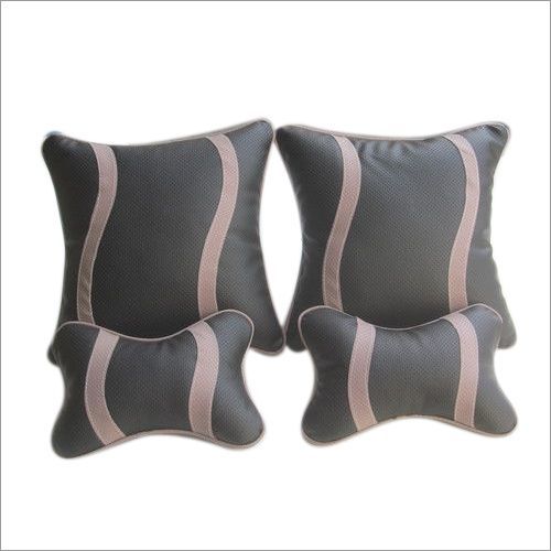 Car Cushions - Leather, Square Shape, Black Color | Foam Filling, Set Of 4