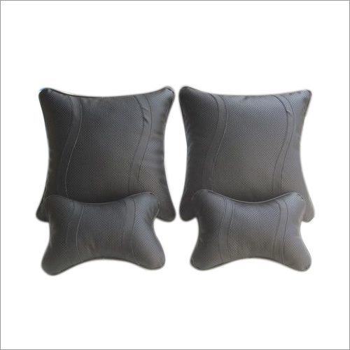Car Cushions - Leather, Square Shape, Black Color | Foam Filling, Set Of 4