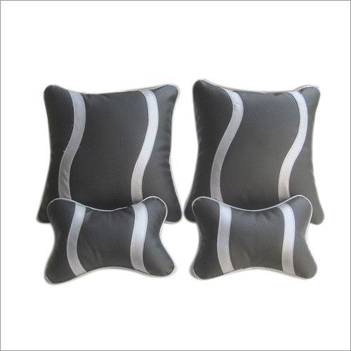 Car Cushions - Leather, Square Shape, Black Color | Foam Filling, Set Of 4