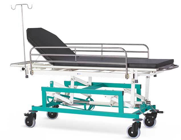 Emergency Recovery Trolley - Steel, 2100x800x850 Mm | 150 Kg Weight Capacity, 6 Swivel Wheels With Central Brake, Comfortable Foam Mattress
