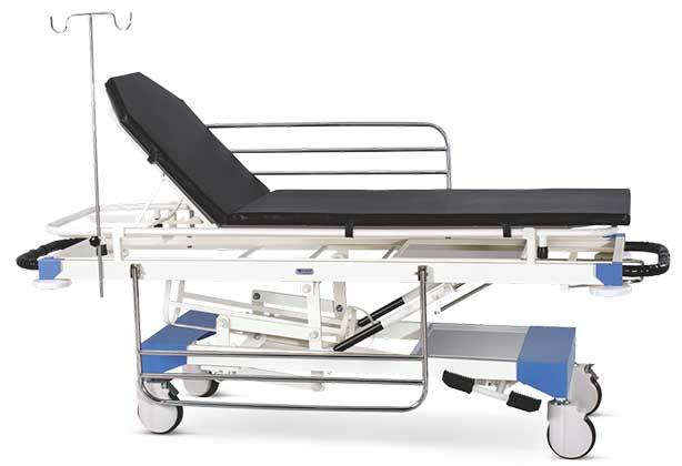 Emergency Recovery Trolley - Steel, 2100x800x850 Mm | 150 Kg Weight Capacity, 6 Swivel Wheels With Central Brake, Comfortable Foam Mattress