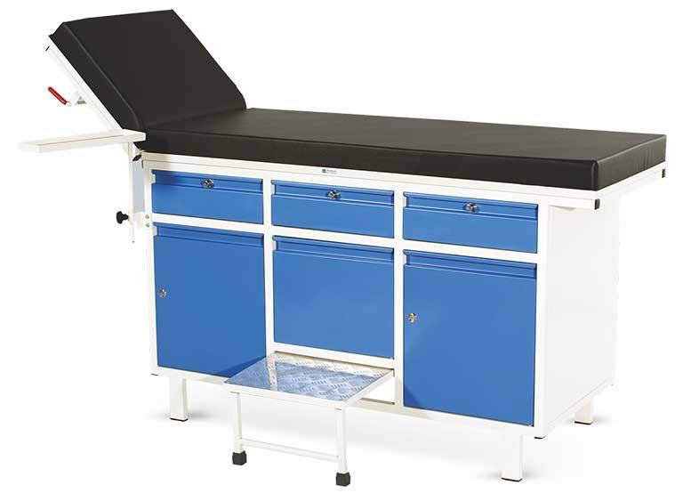Examination Couch - Steel & Vinyl, 78"l X 24"w X 30"h, Teal | Adjustable, Cabinet Storage, Easy Cleaning, Space Saving, 300lbs Capacity