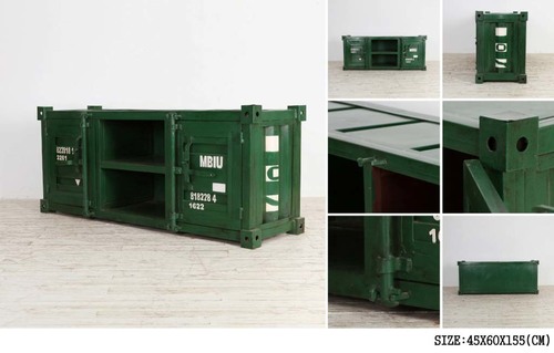 Sideboard - Iron Material, 45x60x155 Cm Dimensions | Antique Finish, Customizable Color, Indian Style Design