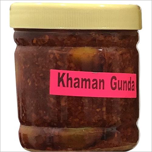 Khaman Gunda Pickle - 250 Grams | Rich in Taste, Full of Nutrition, Made with Gunda, Sliced Raw Mangoes, Corn Oil, Chilly, Salt, Salty, Sour, Spicy