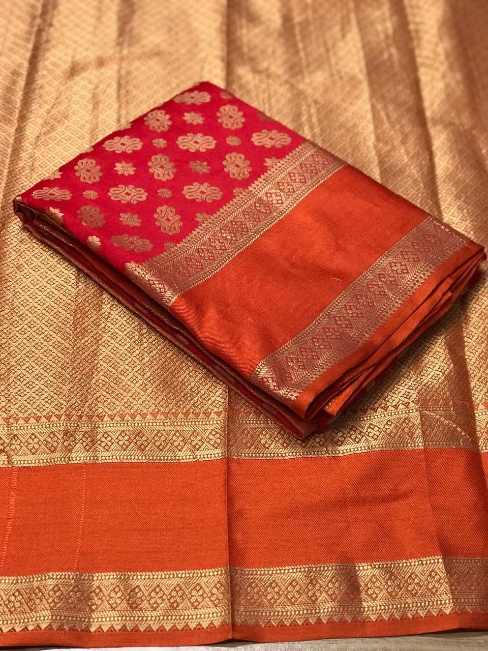 Designer Soft Silk Saree - 6.30 Meters With Contrast Blouse, Golden Border Work And Trendy Color | Elegant Party Wear For All Occasions