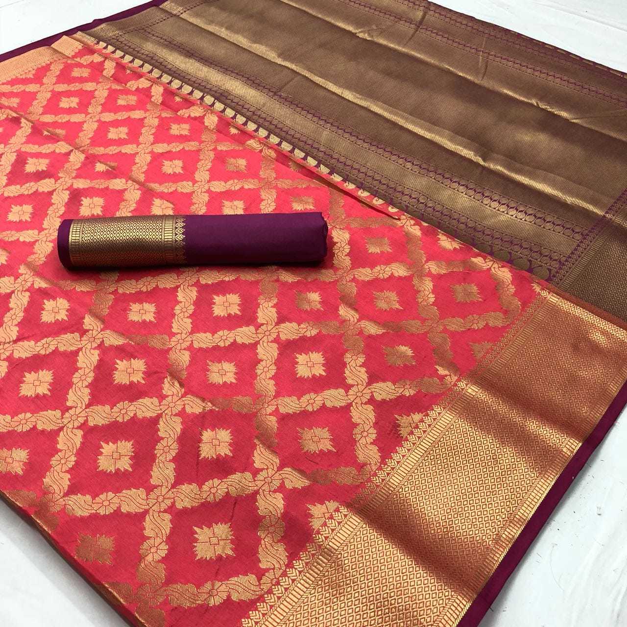 Designer Soft Silk Saree - 6.30 Meters With Contrast Blouse, Golden Border Work And Trendy Color | Elegant Party Wear For All Occasions