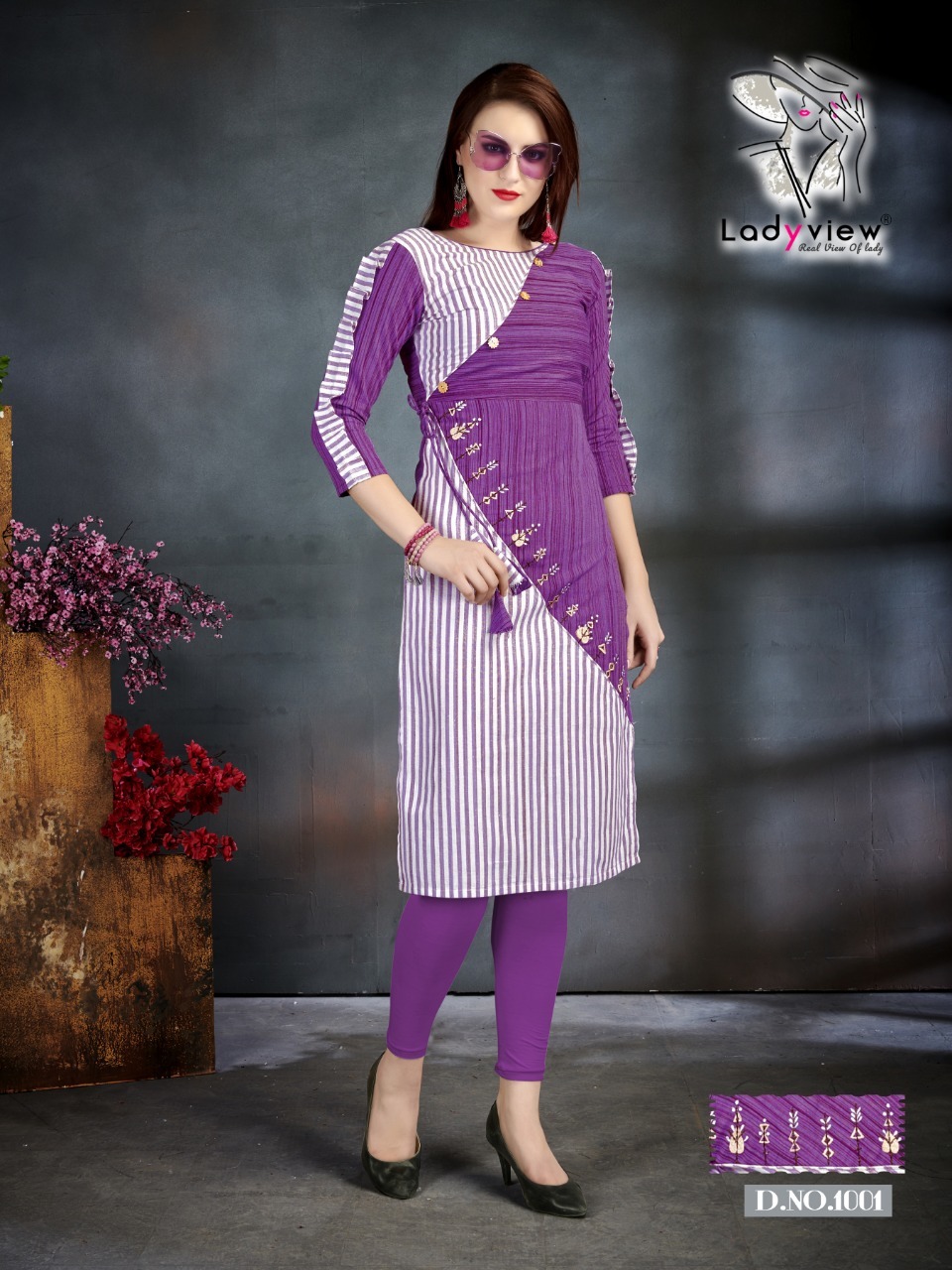 Designer Handloom Cotton Long Kurti - Embroidered Trendy Mix Color, Short Sleeves For Summer Elegance