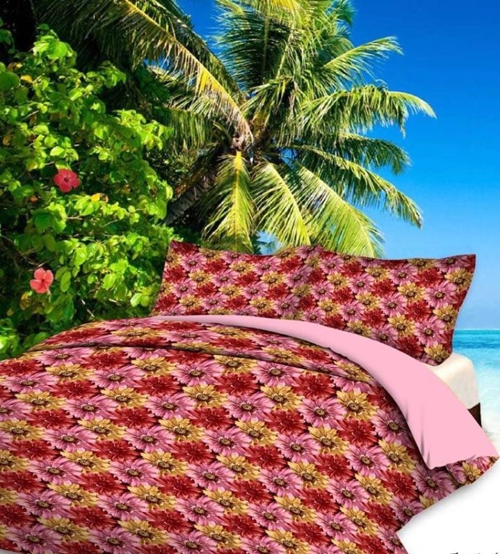 3d Bed Sheets - Multicolor Floral Print, Quick Dry & Washable | Ideal For Home & Hotel Use, Tear & Shrink Resistant