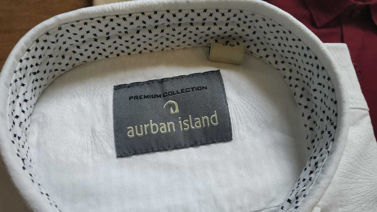 Designer Shirt - Cotton Linen, M L Xl Sizes, Classic Collar, Woven Pattern, White Color, Full Sleeves With Our Logo, Perfect For Summer