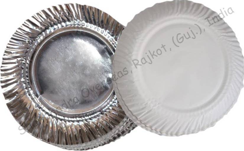Paper Dish - Paper Material, Various Sizes, White And Silver Laminated | Light, Leak Proof, Eco-friendly For Parties And Functions