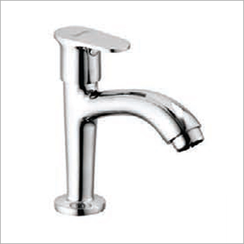 Pillar Cock - Polished Chrome Plated Finish, Wall Mounted Silver Brass Fixture for Bathroom Use