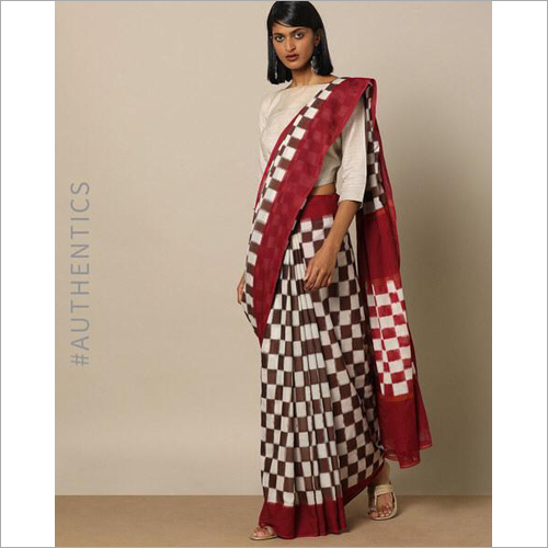 महिलाओं के लिए चेक प्रिंटेड साड़ी