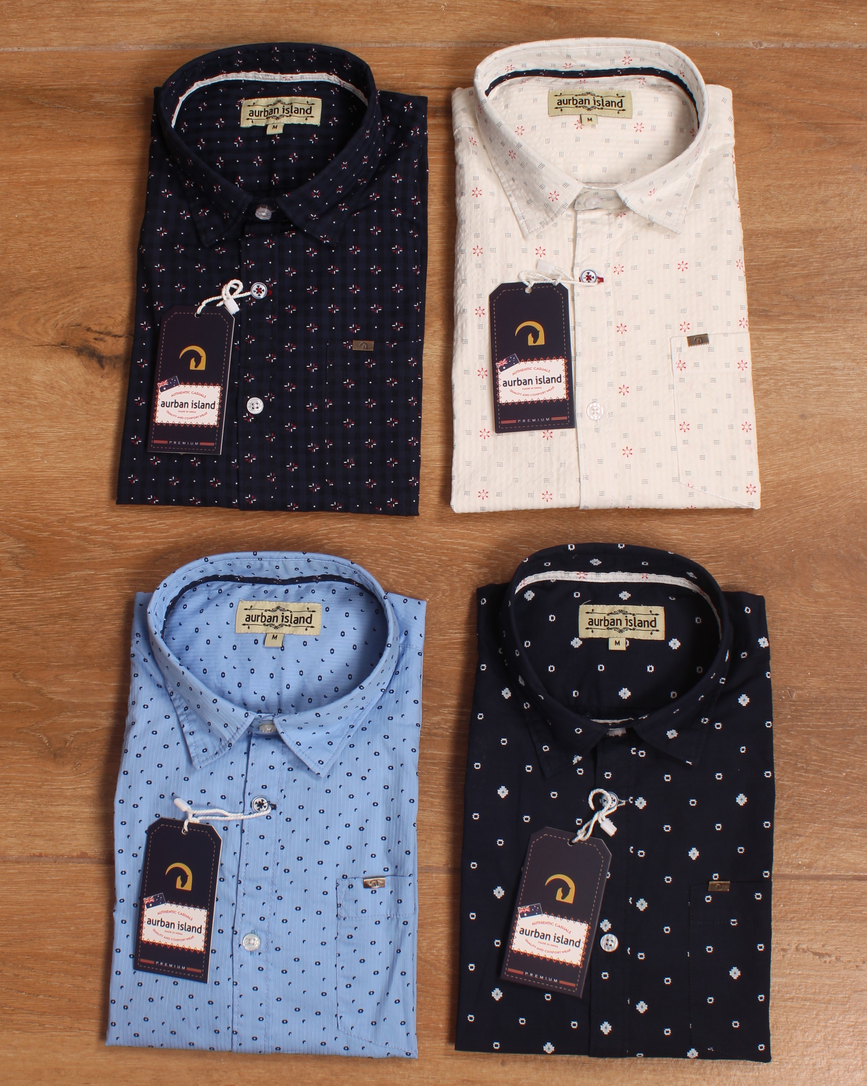 Sky Blue Printed Cotton Shirt - Sizes M, L, Xl, 2xl | Classic Collar, Full Sleeves, Summer Style For Girls