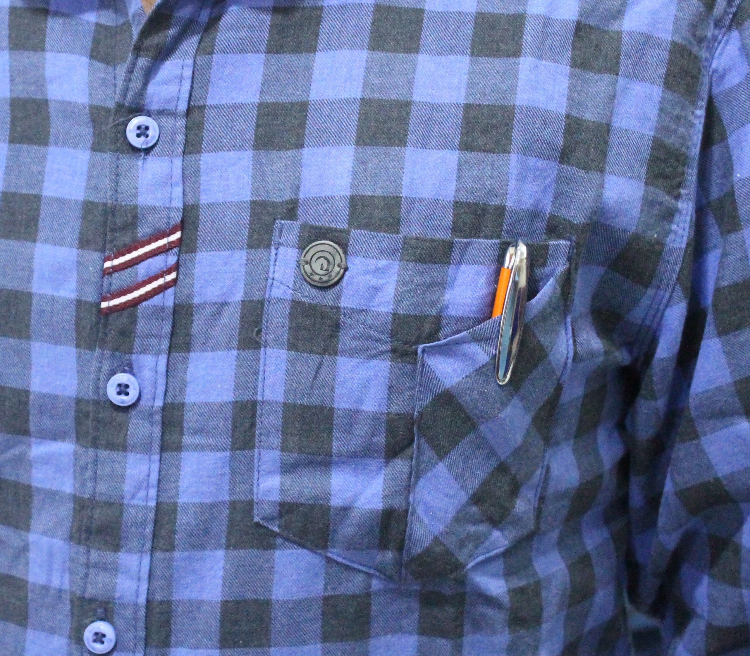 Checks Shirt - Cotton M L Xl Xxl Sizes Navy Color Classic Collar Style Full Sleeves Summer Wear Woven Pattern Our Logo