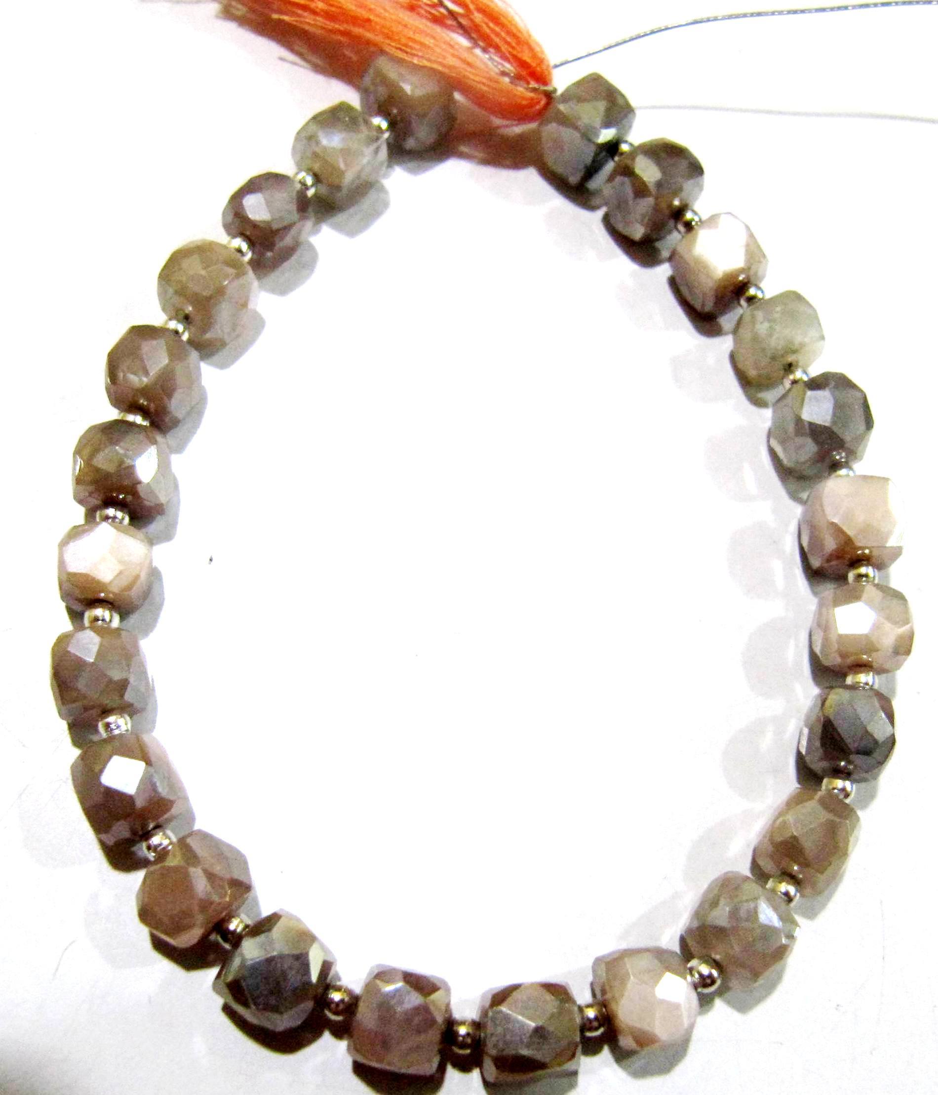 Stone Natural Peach Moonstone Ab Mystic Coated Plain Smooth Cube Box Shape