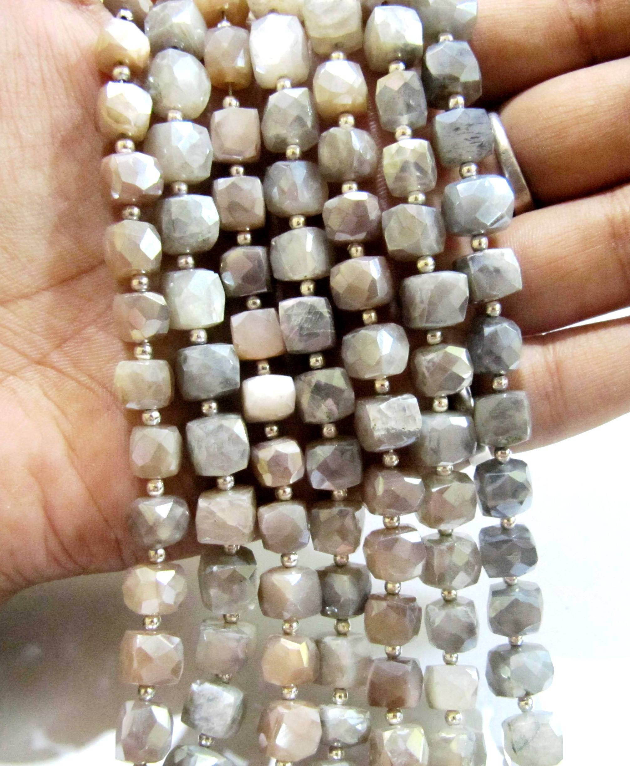 Stone Natural Peach Moonstone Ab Mystic Coated Plain Smooth Cube Box Shape
