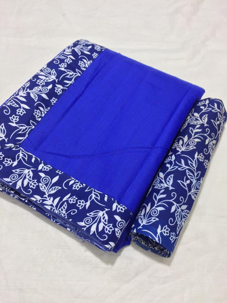 Beautiful Chanderi Plain Saree With Printed Border - Chanderi Fabric, Length: 5.5 Mtr, Blouse Length: 0.8 Mtr, Multi Color | Plain Pattern, Suitable For All Seasons