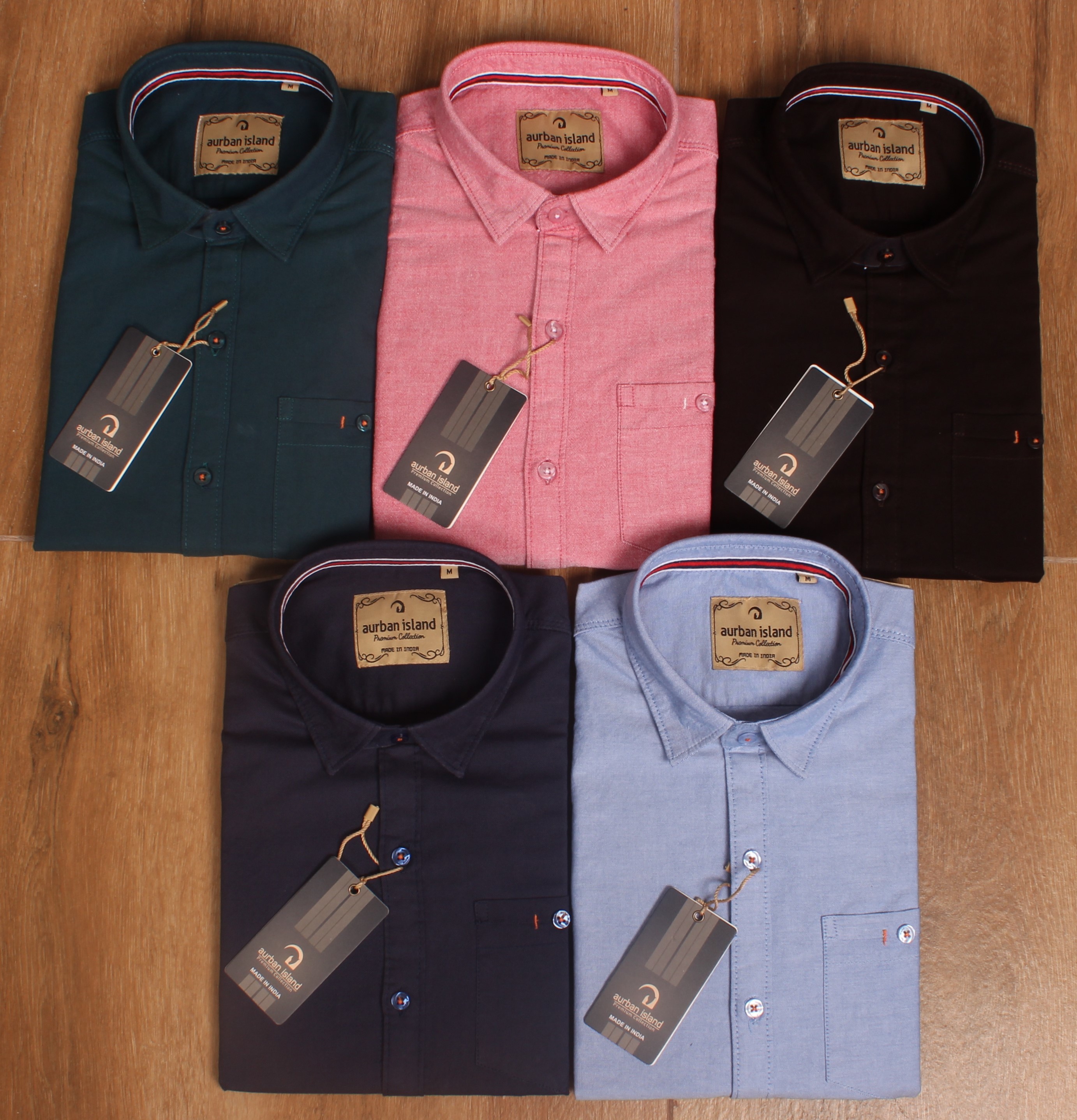 Plain Shirt - Oxford Cotton, Sizes M-xxl, Green Colour, Classic Collar, Full Sleeves, Woven Pattern, Summer Wear, Logo Included