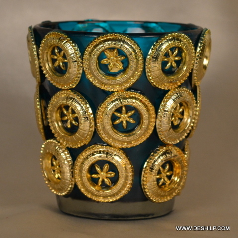 Glimmercraft Beaded Glass Candle Jar - Product Type: Tea Light Holder