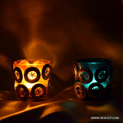 Glimmercraft Beaded Glass Candle Jar - Product Type: Tea Light Holder