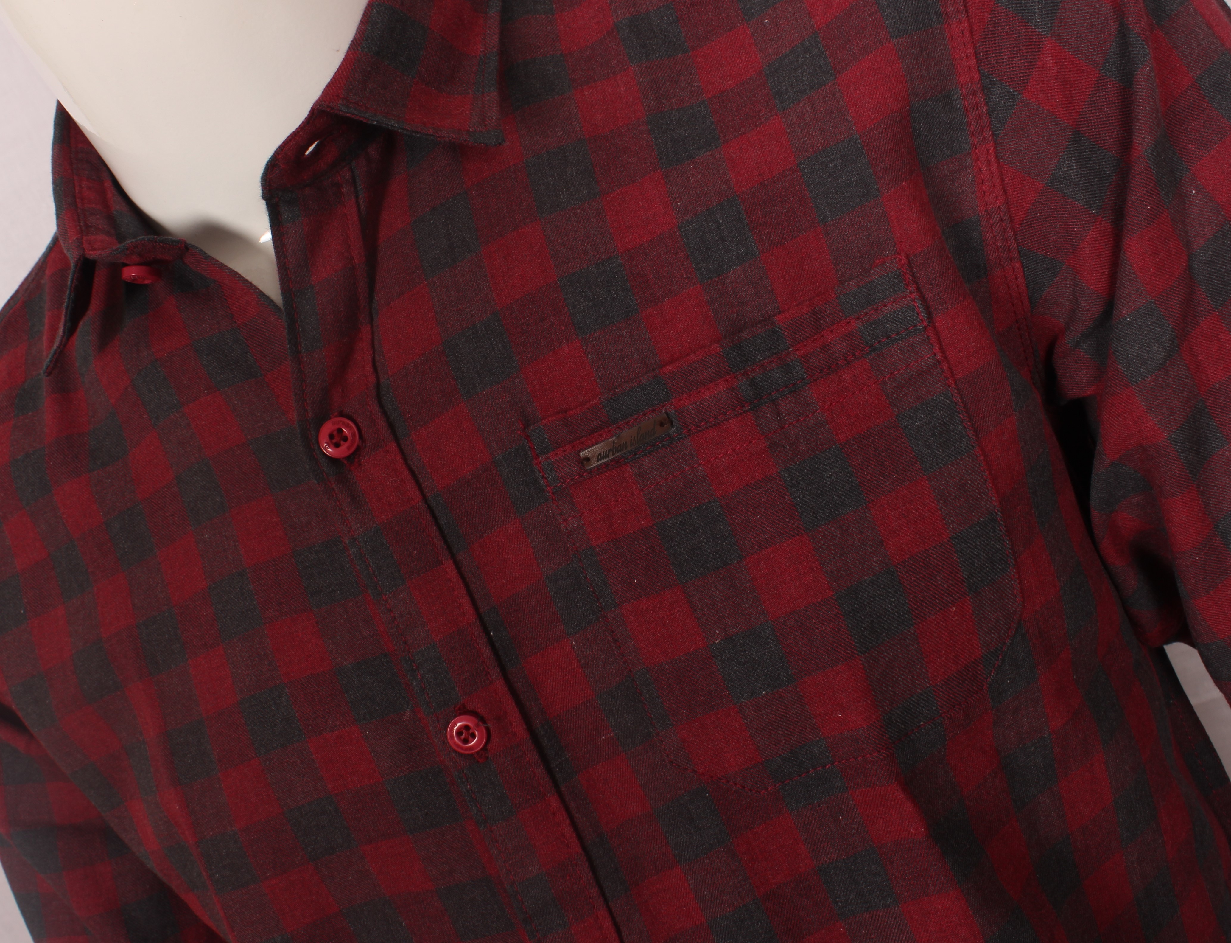 Checks Shirt - Cotton M L Xl Xxl Maroon Checks Classic Collar Full Sleeves Yarn Dyed Suitable For Summer Wear Our Logo