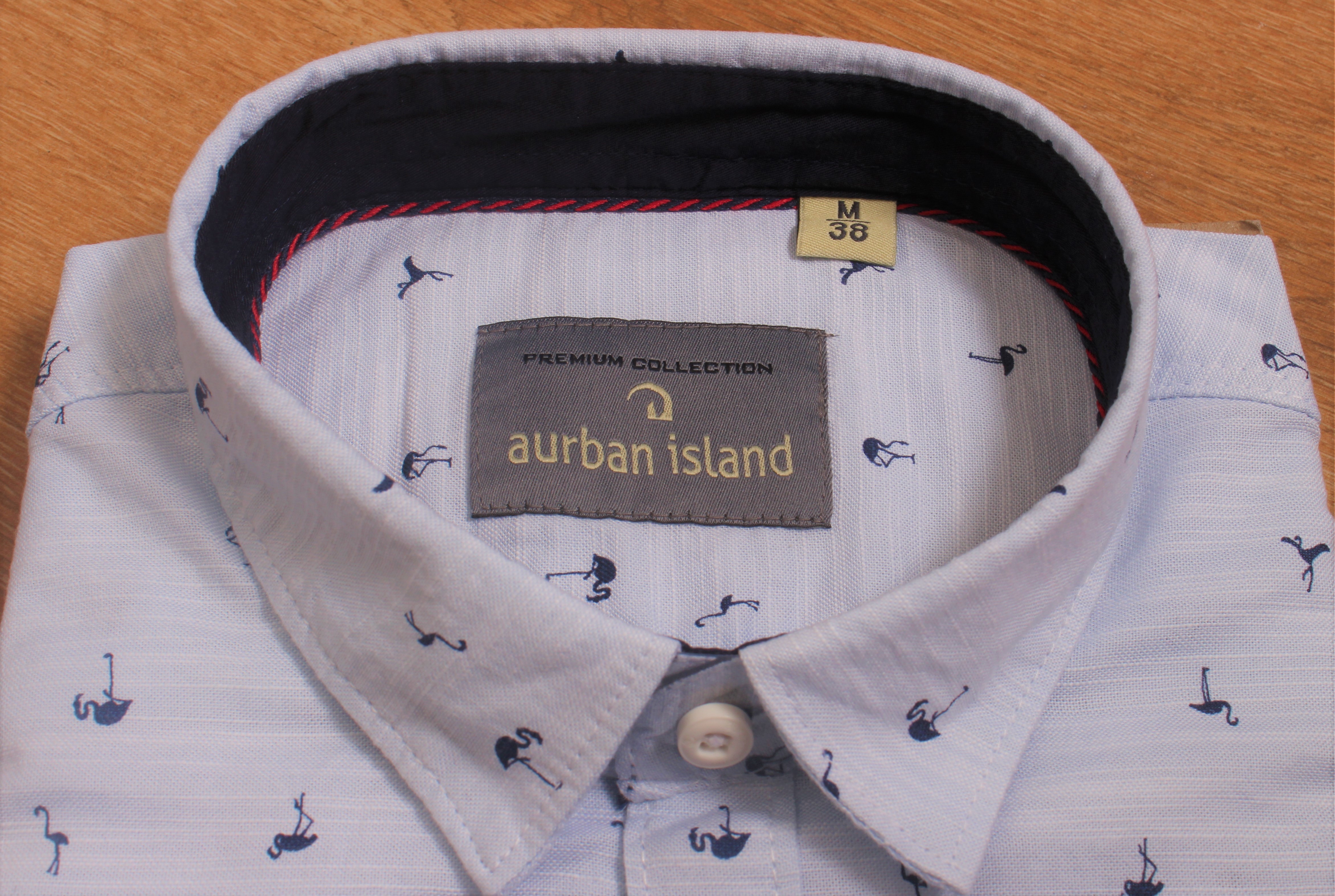 Light Blue Cotton Printed Designer Shirt - Sizes M, L, Xl, Xxl | Classic Collar, Full Sleeves, Woven Pattern, Summer Wear For Men