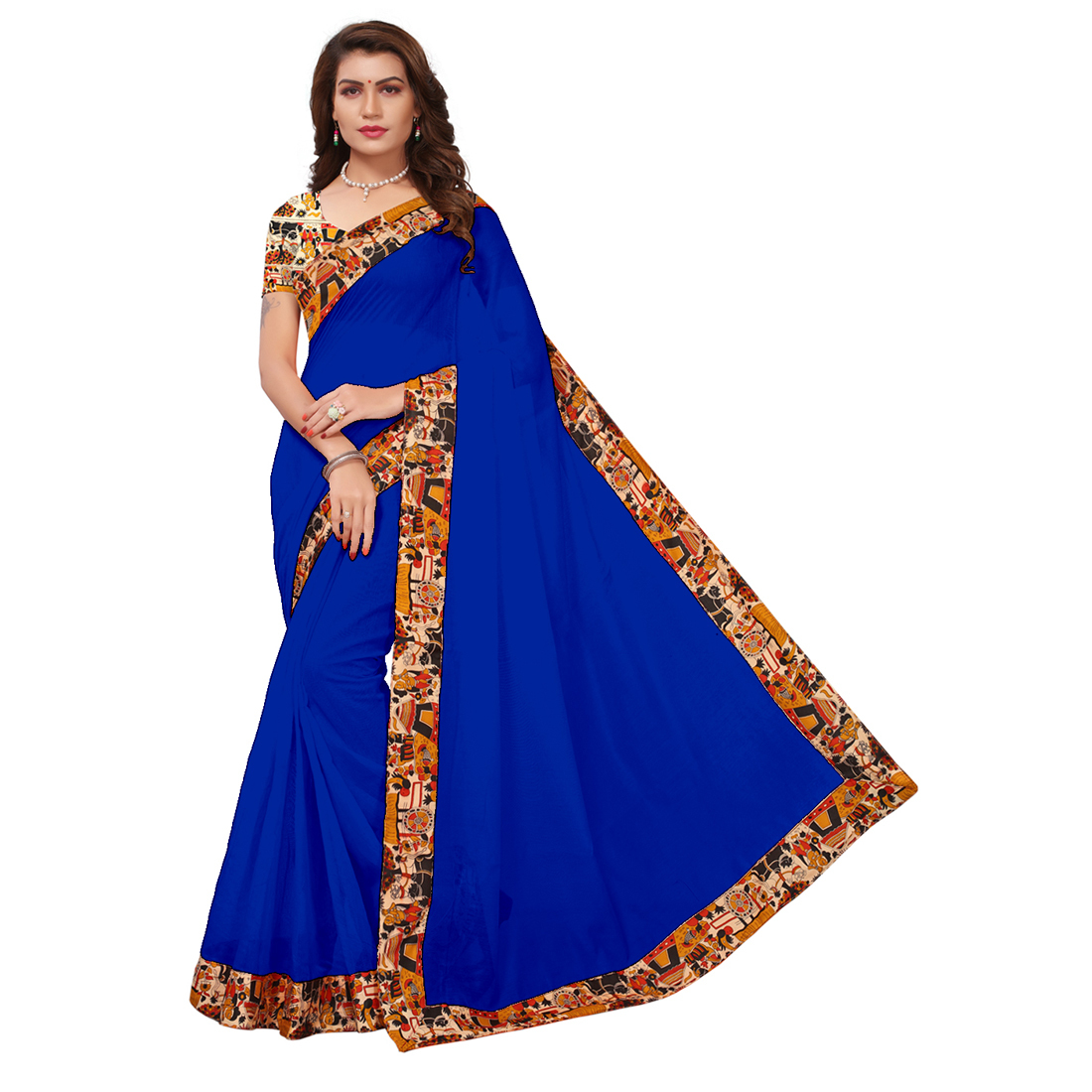 Multi Daily Wear Chanderi Silk Saree, Designer Saree