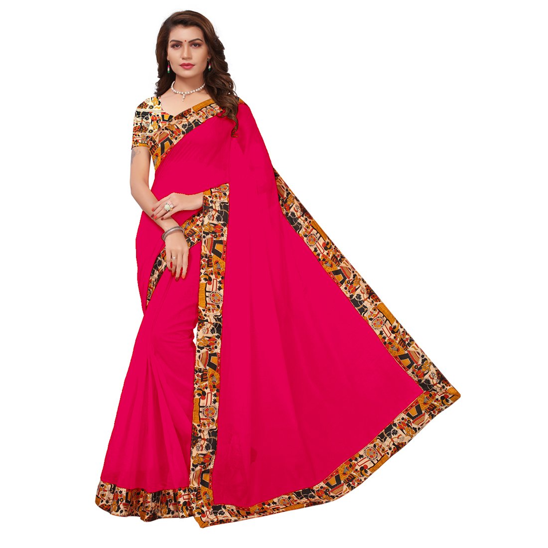 Multi Daily Wear Chanderi Silk Saree, Designer Saree