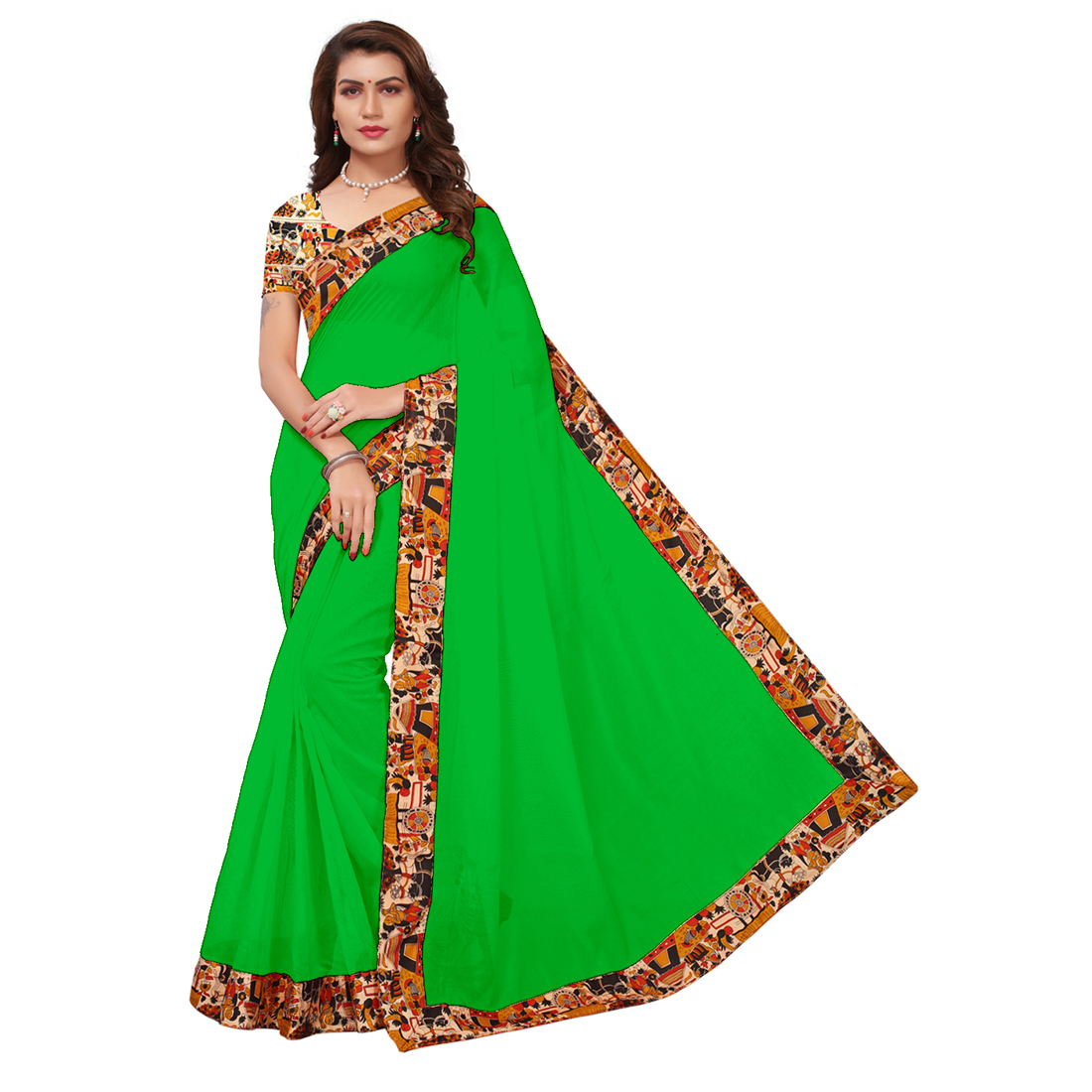 Multi Daily Wear Chanderi Silk Saree, Designer Saree