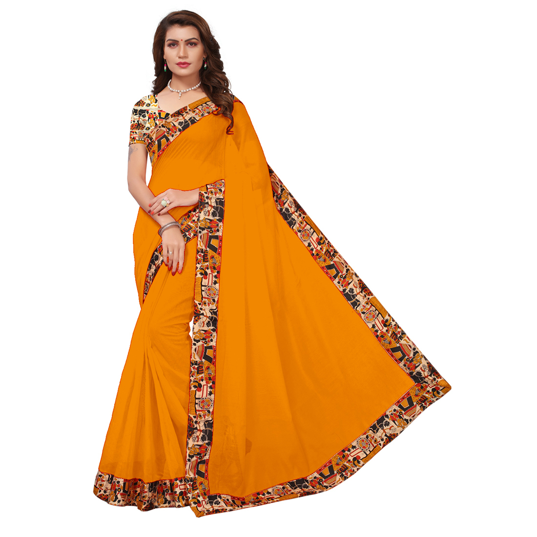 Multi Daily Wear Chanderi Silk Saree, Designer Saree