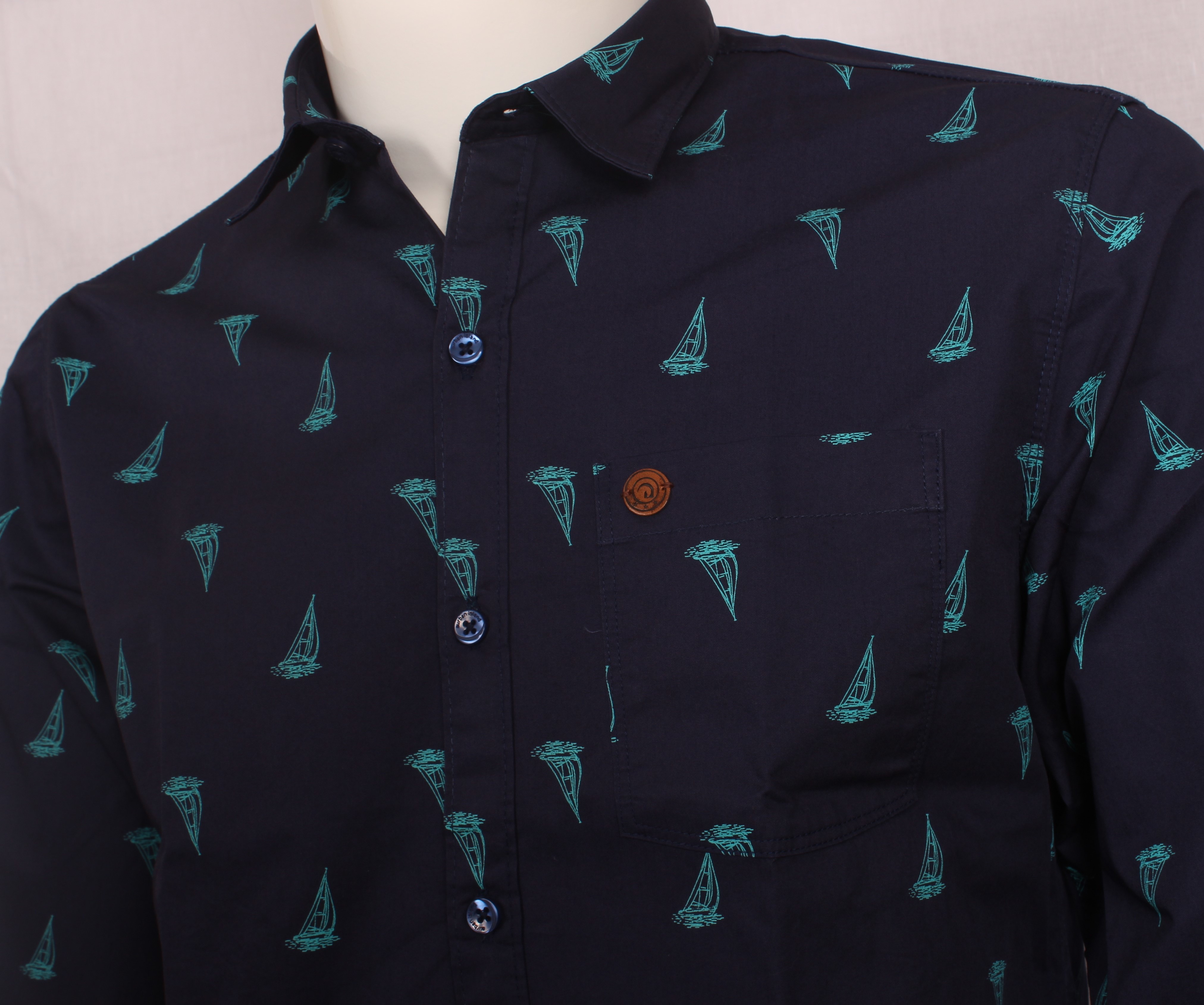 Printed Shirt - Cotton Printed Fabric, Sizes M-l-xl-xxl, Navy Blue Color, Full Sleeves, Classic Collar Style, Ideal For Summer Wear