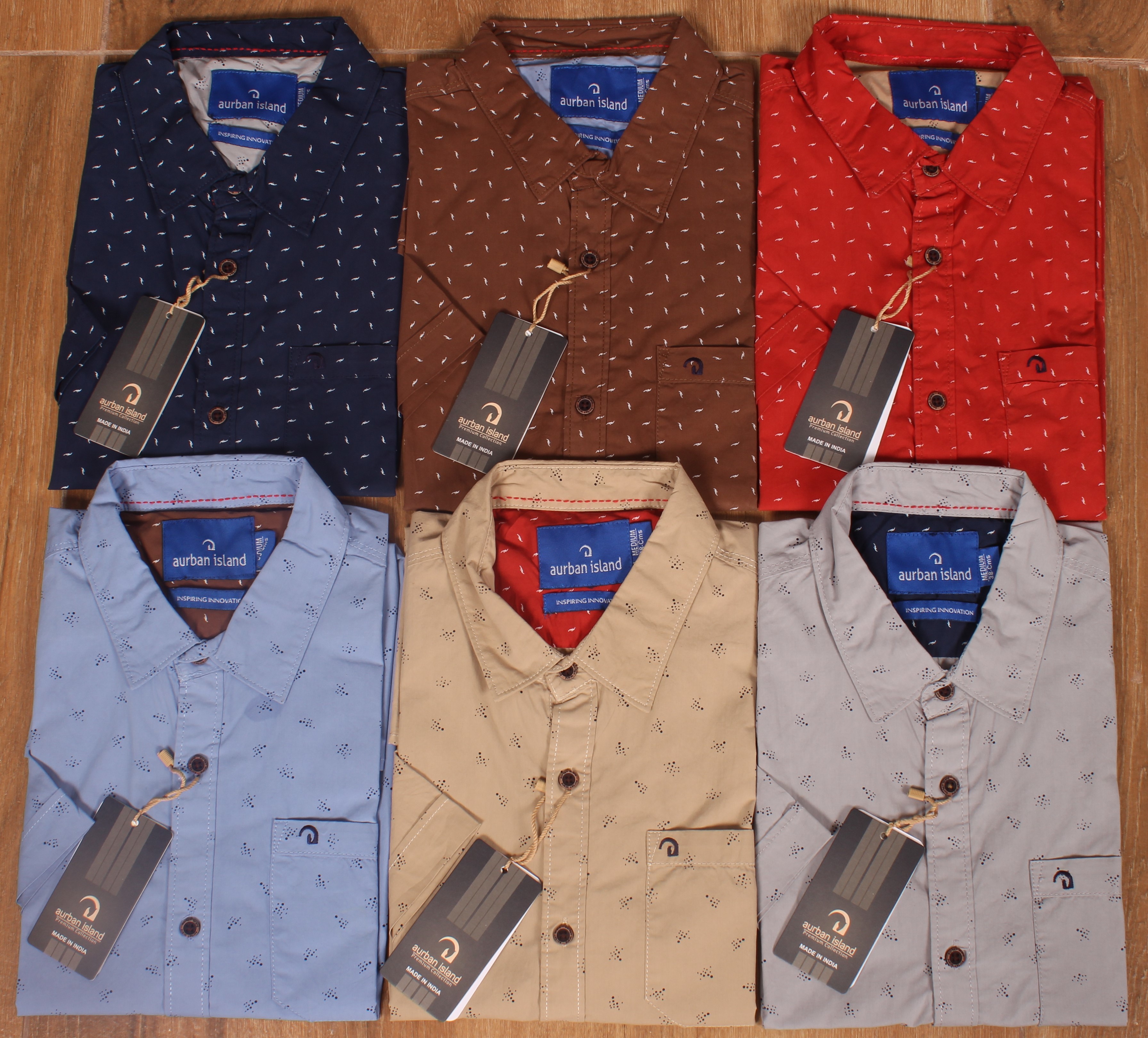 Designer Printed Shirt - Cotton Fabric, Sizes M-xxl, Brown With Peach Finish | 6 Colors Available, Half Sleeve Design