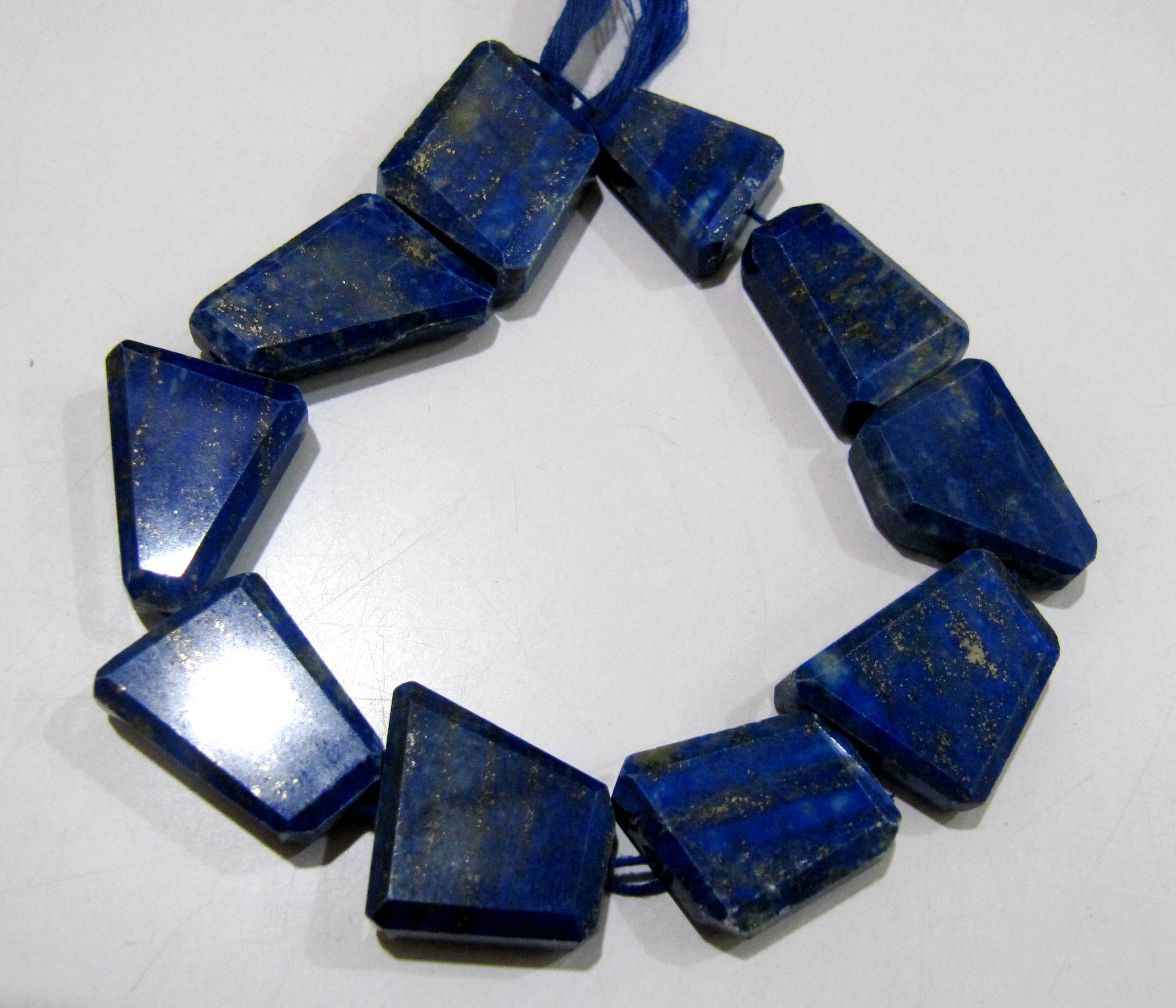 Blue Natural Lapis Lazuli Nugget Shape Tumbled Free Shape Flat Beads
