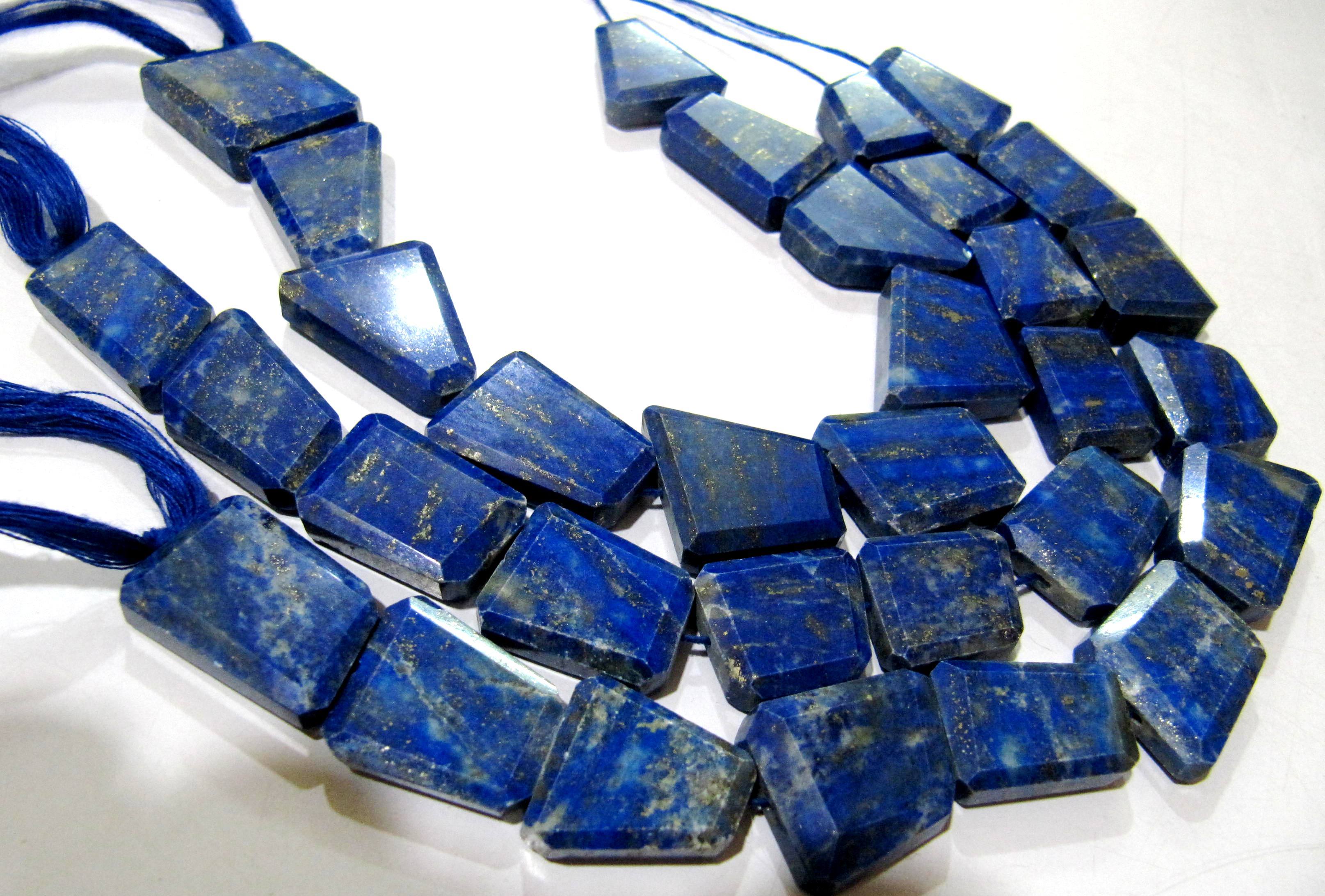 Blue Natural Lapis Lazuli Nugget Shape Tumbled Free Shape Flat Beads
