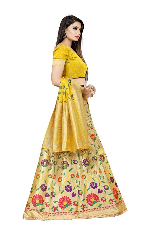 Available In 4 Colors Silk Wooven Lehenga Choli