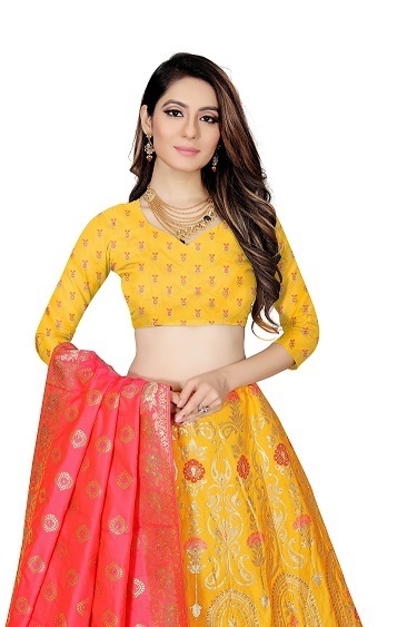 Available In 4 Colors Banarasi Silk Lehenga Choli With Blouse Piece