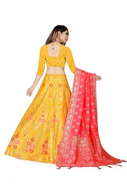 Available In 4 Colors Banarasi Silk Lehenga Choli With Blouse Piece