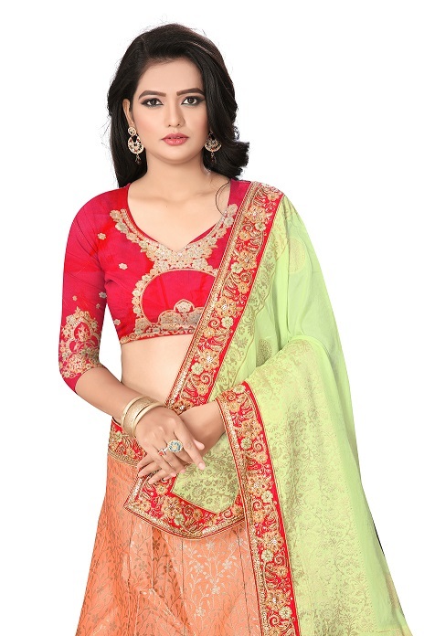 Handwork Lehenga Choli - Pure Viscos Fabric, 42+ Inch Length, 42+ Inch Waist, 2.75 Meter Flair | Embroidered Zari, Stone Handwork, Includes Blouse And Dupatta