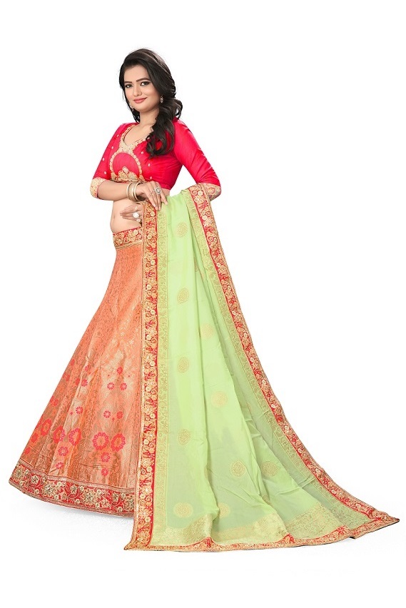 Handwork Lehenga Choli - Pure Viscos Fabric, 42+ Inch Length, 42+ Inch Waist, 2.75 Meter Flair | Embroidered Zari, Stone Handwork, Includes Blouse And Dupatta