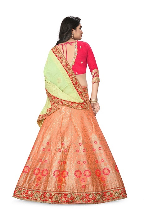 Handwork Lehenga Choli - Pure Viscos Fabric, 42+ Inch Length, 42+ Inch Waist, 2.75 Meter Flair | Embroidered Zari, Stone Handwork, Includes Blouse And Dupatta