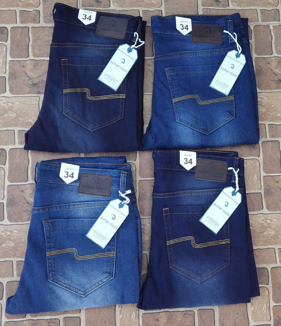 Dark Blue Jeans - Dobby Lycra Fabric, Waist Size 30-38, Slim Fit | Washed Finish, Available In 4 Sizes (30, 32, 34, 36, 38)