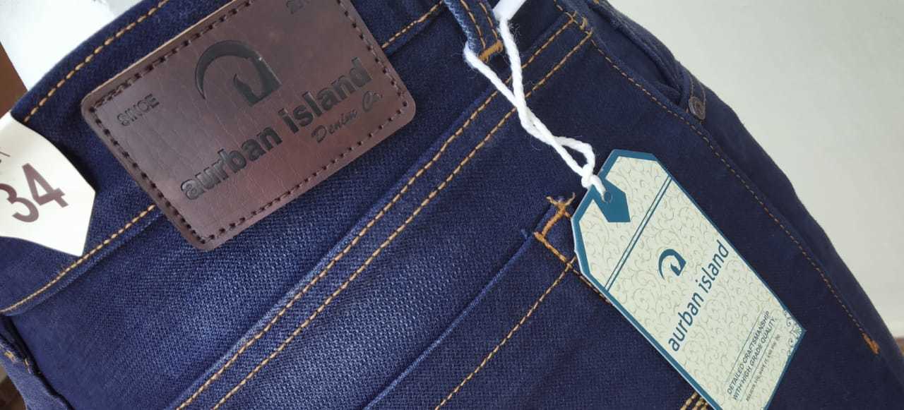 Dark Blue Jeans - Dobby Lycra Fabric, Waist Size 30-38, Slim Fit | Washed Finish, Available In 4 Sizes (30, 32, 34, 36, 38)