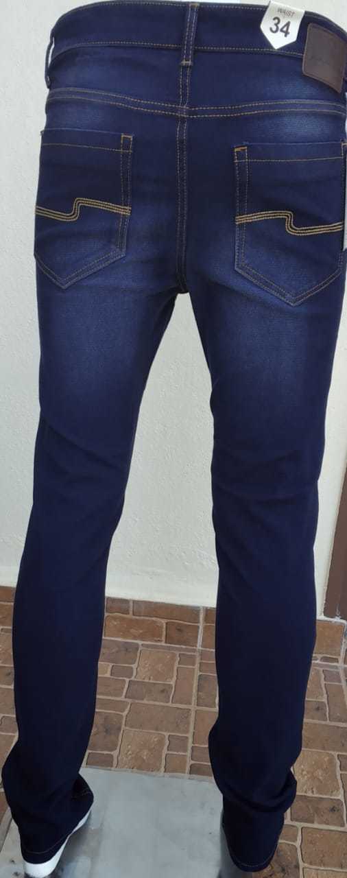 Dark Blue Jeans - Dobby Lycra Fabric, Waist Size 30-38, Slim Fit | Washed Finish, Available In 4 Sizes (30, 32, 34, 36, 38)