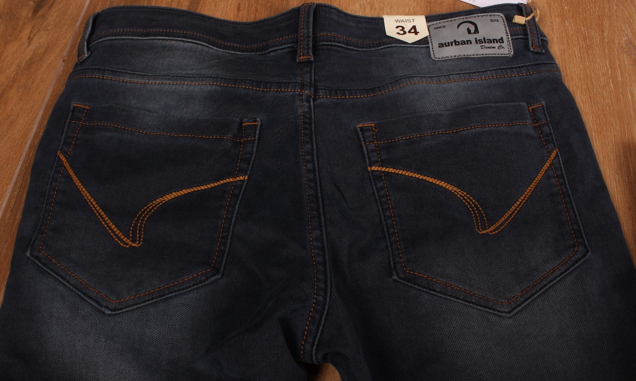Knitted Dobby Lycra Blue Jeans - Sizes 34-40 | Slim Fit, Washed Denim, 500g Fabric Weight