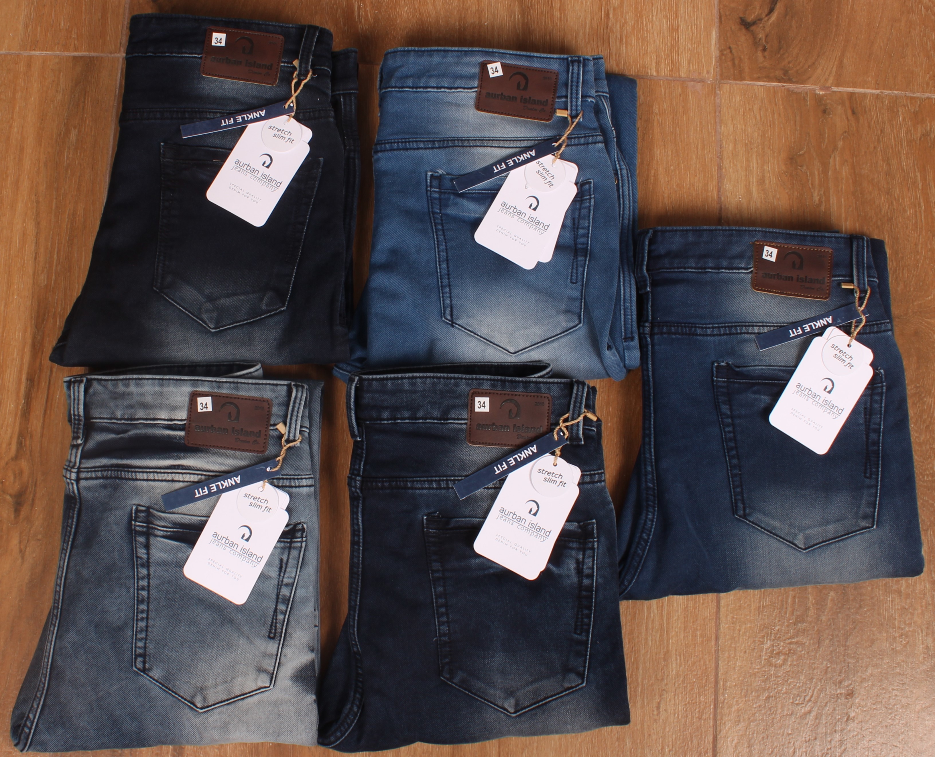 Knitted Dobby Jeans - 30-38 Waist Size, Dark Blue Denim | Slim Fit, 500g Fabric Weight, Washed Finish, 5 Sizes Available